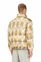 Diesel Reversible puffer jacket with argyle print - Winter Jackets Mens in Beige