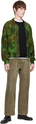 vowels Green Knitted Bomber Jacket
