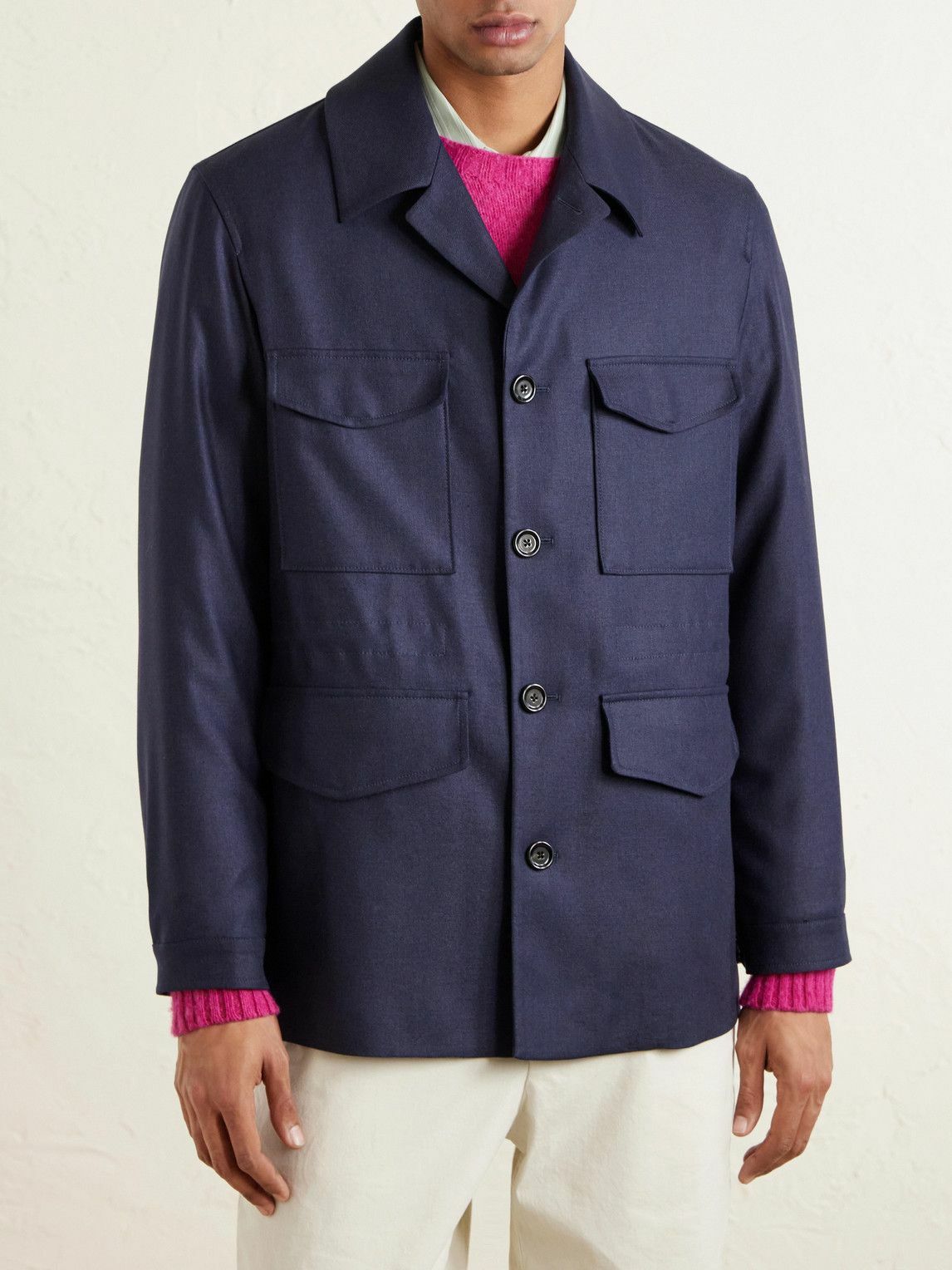 Lardini - Cashmere and Modal-Blend Twill Field Jacket - Blue