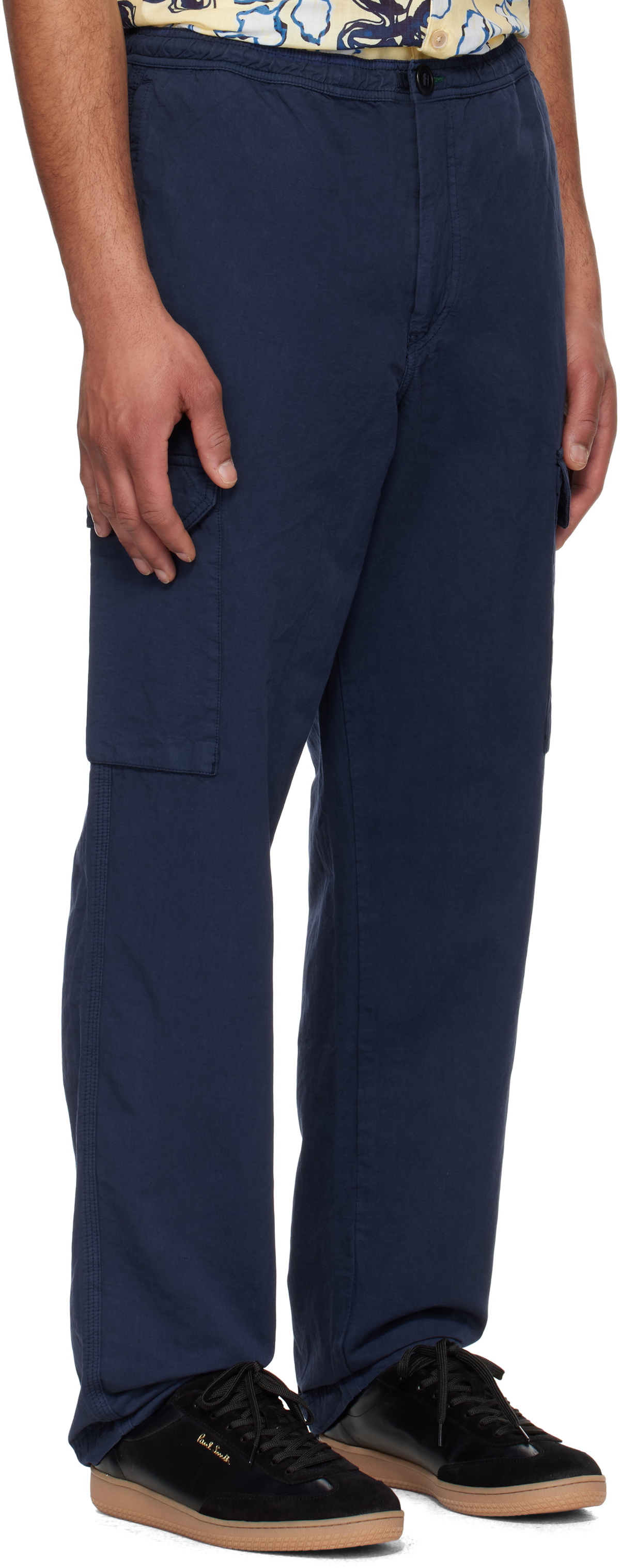PS by Paul Smith Navy Cotton-Linen Cargo Pants