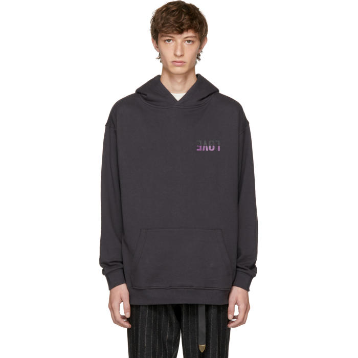 Robert Geller Grey Love and War Hoodie Robert Geller