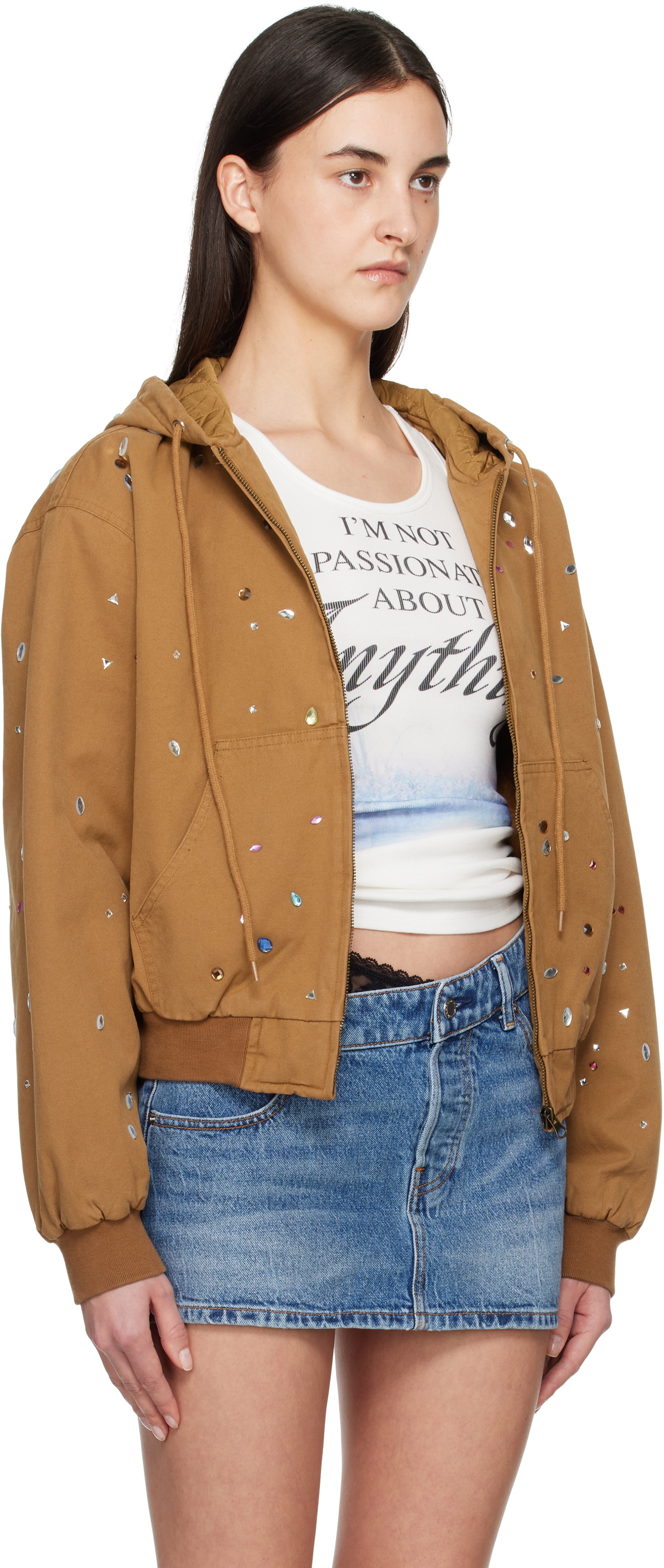 Praying Tan Bejewled Canvas Work Jacket Praying