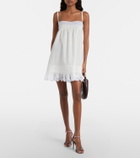 Saint Laurent Lace-trimmed cotton slip dress