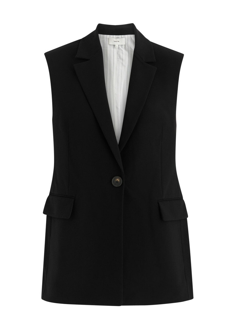 Vince Sleeveless Woven Blazer Black