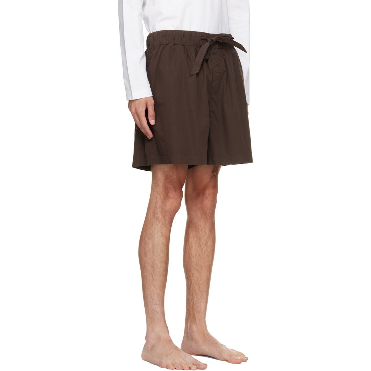 Tekla Brown Poplin Pyjama Shorts