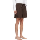 Tekla Brown Poplin Pyjama Shorts