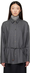 LE17SEPTEMBRE Gray Oversized Belted Shirt
