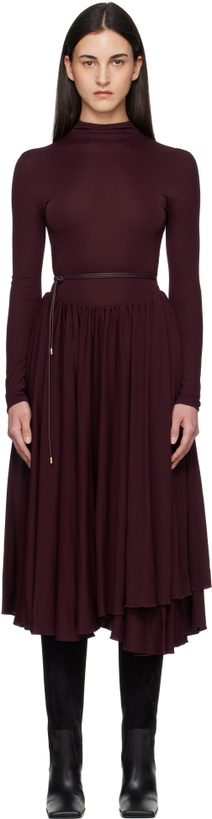 Photo: ALAÏA Burgundy Fit & Flare Maxi Dress