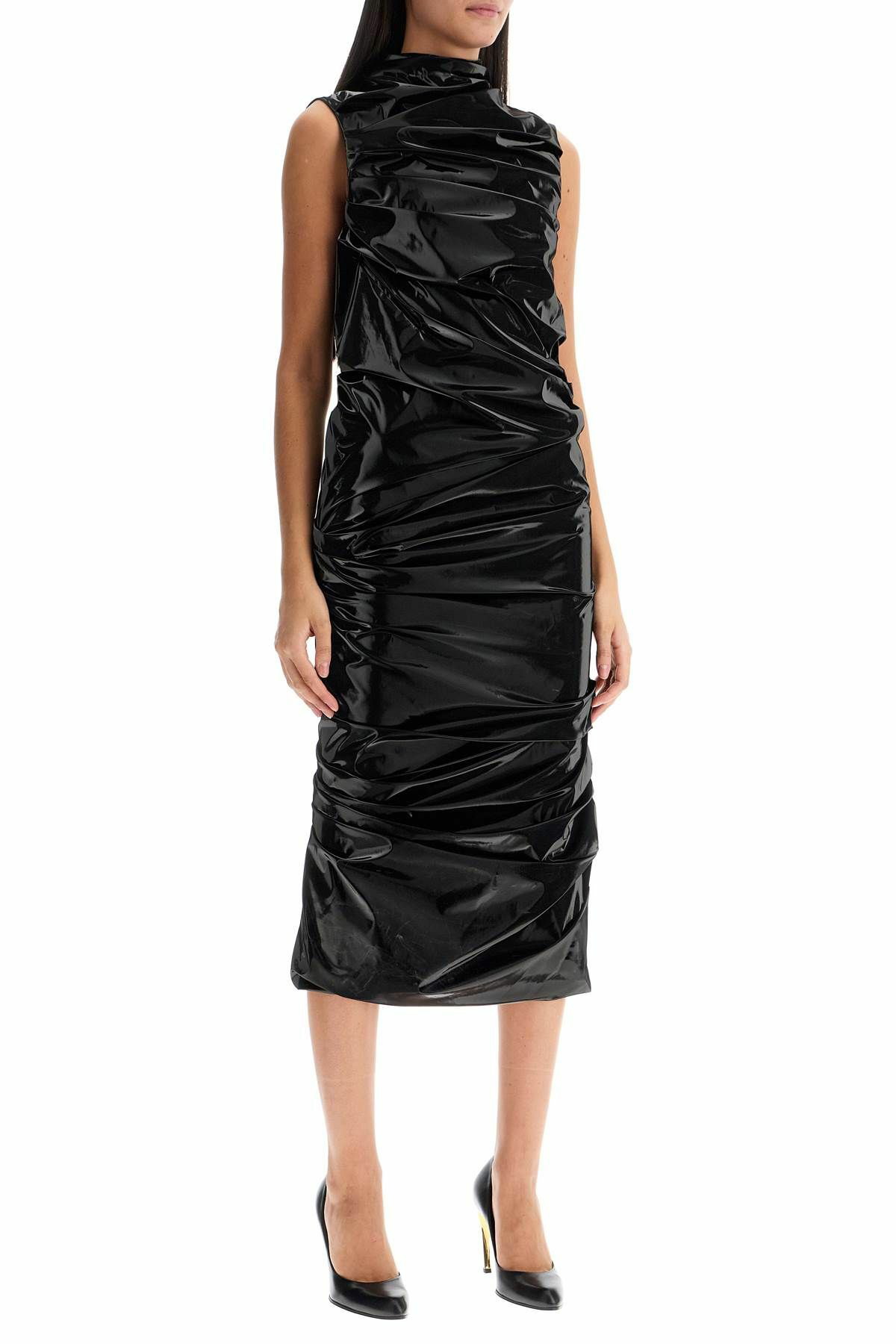 ワンピース ALEXANDER MCQUEEN Black Jersey Dress ALEXANDER MCQUEEN laminated jersey dress Black Alexander McQueen