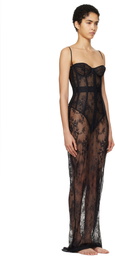 SKIMS Black Ultra Fine Lace Strapless Corset Long Maxi Dress