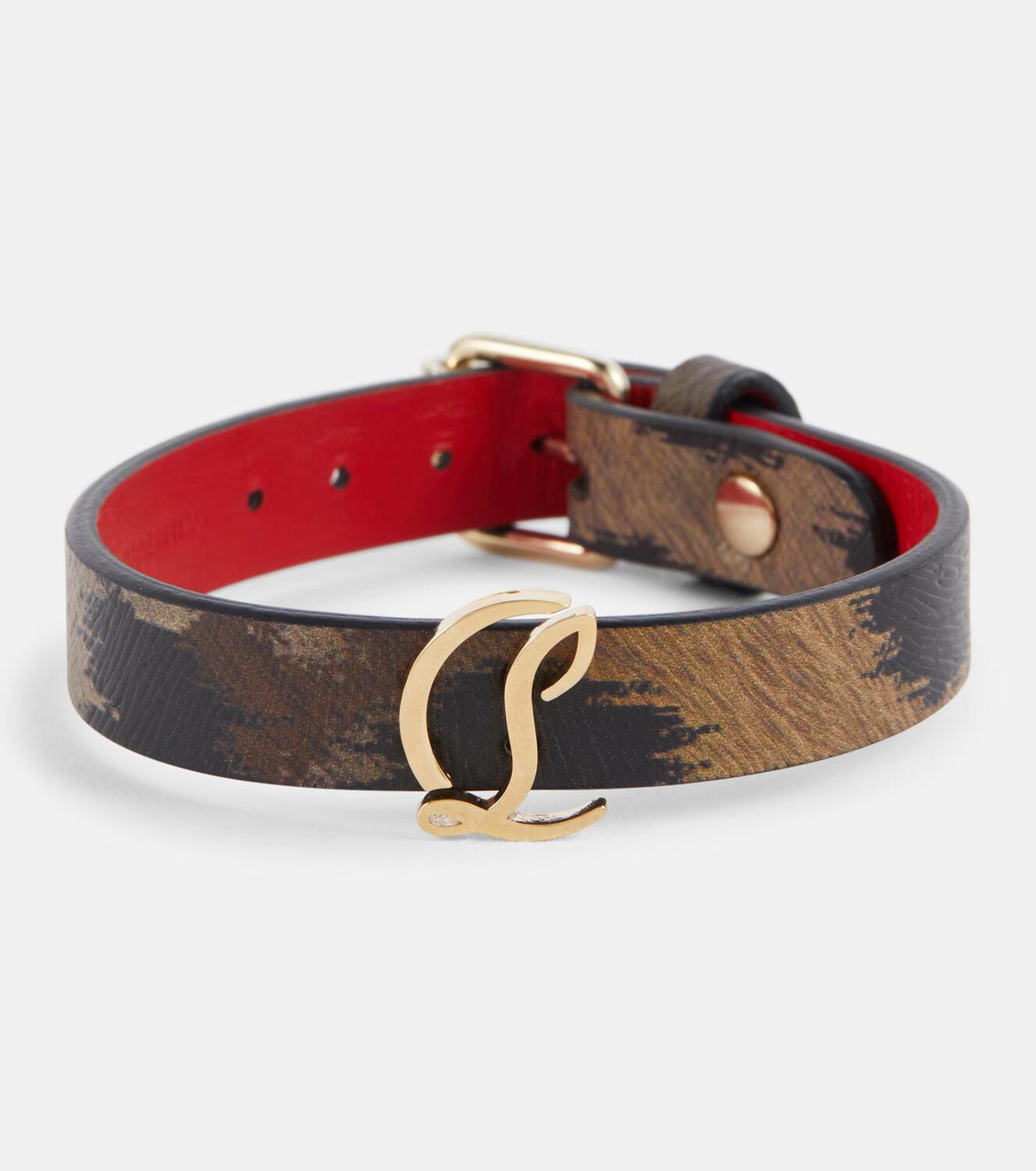 【Christian Louboutin】 CL animal-print leather bracelet Christian Louboutin CL animal-print leather bracelet