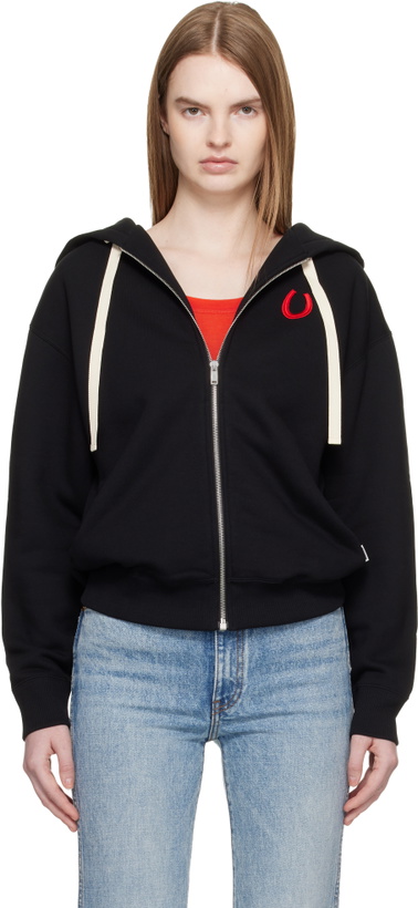 Photo: Jil Sander Black Cotton Terry Zip-Up Hoodie