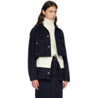 sacai Navy & White Wool Knit x Denim Jacket