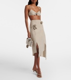 Coperni Floral-appliqué linen bra top