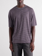 Auralee - Striped Wool-Jersey T-Shirt - Gray