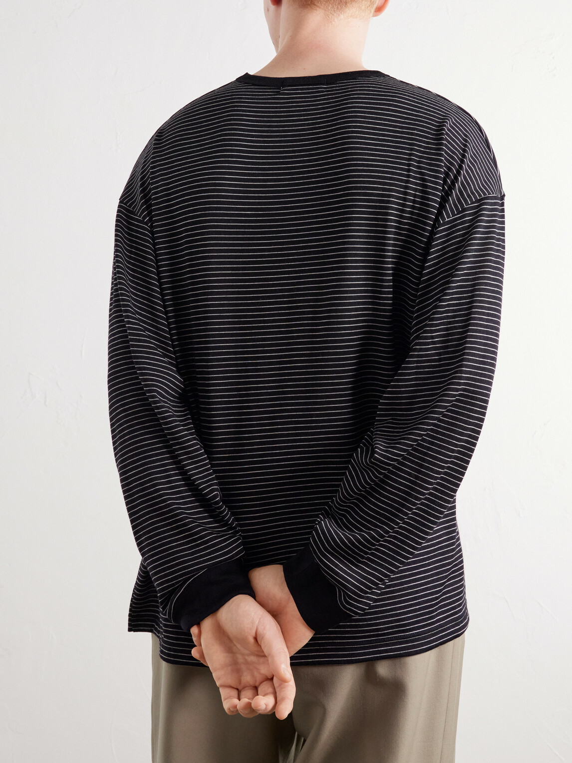 Graphpaper - Striped Wool-Jersey T-Shirt - Black