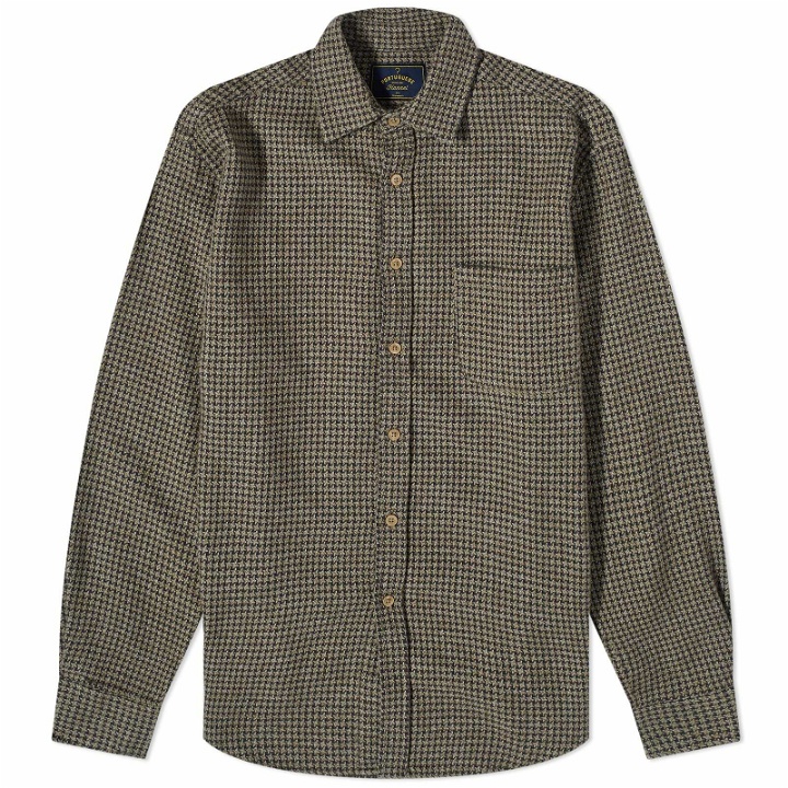 Photo: Portuguese Flannel Men's Abstract Houndstooth Shirt in Charcoal