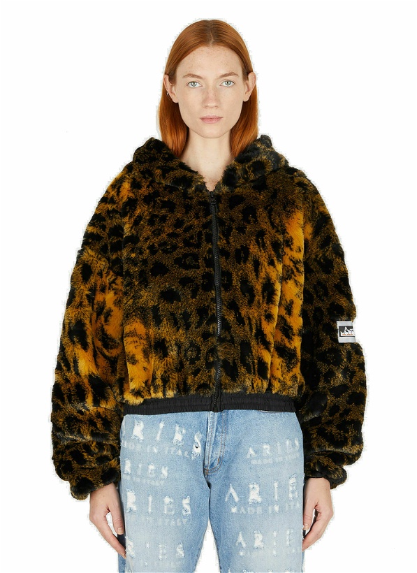 Photo: Leopard Print Hooded Jacket in Brown