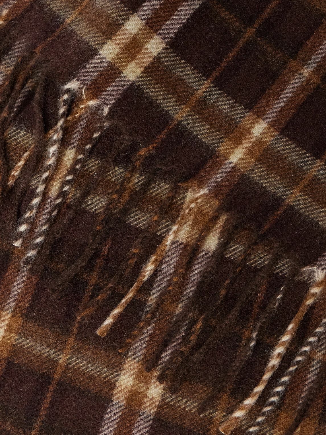 CELINE - Checked Fringed Cashmere Scarf