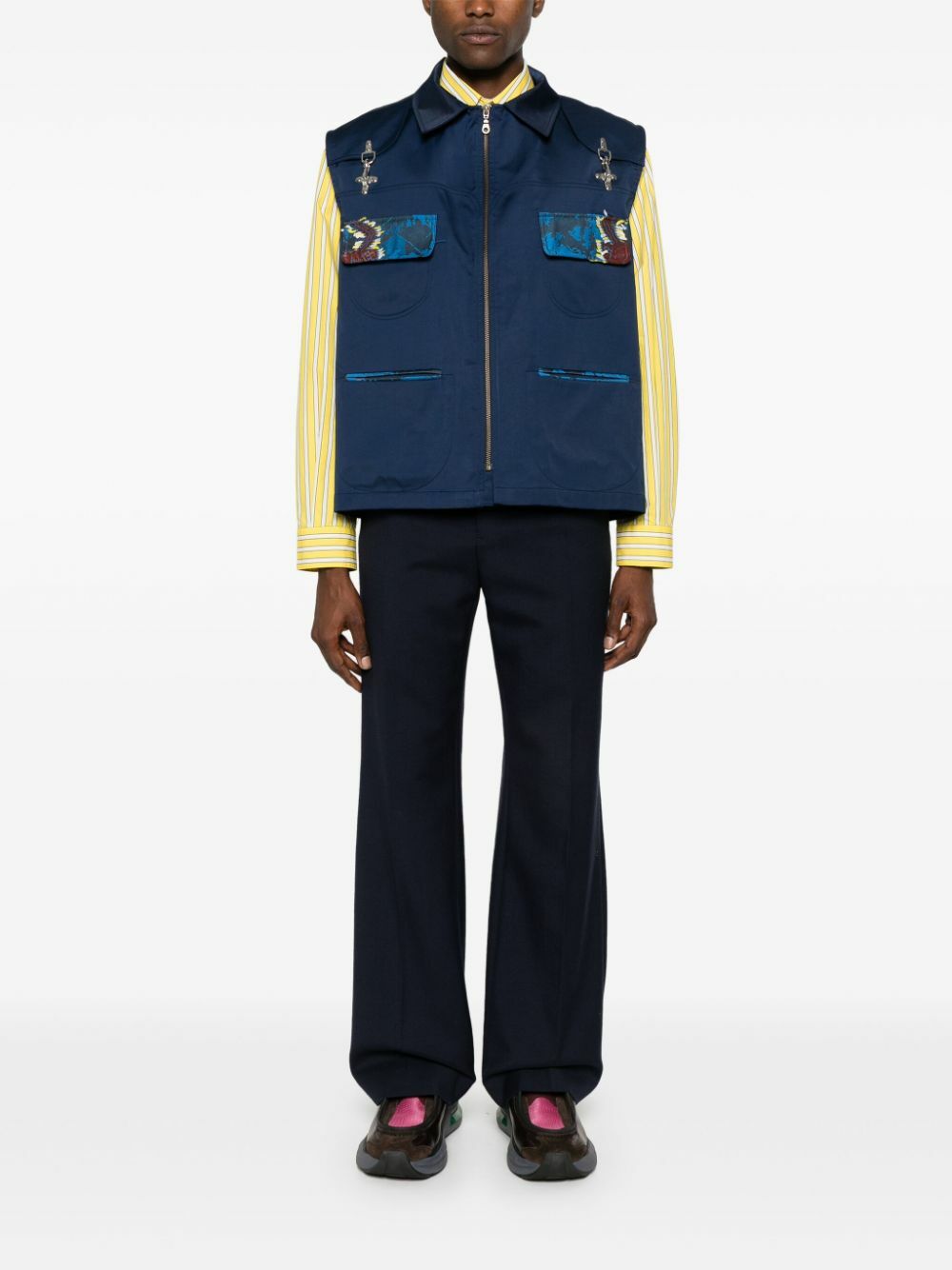 Labrum London Blue Geometric-Print Zip-Up Gilet