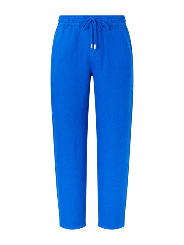 Photo: Vilebrequin - Pacha Straight-Leg Woven Linen Drawstring Trousers - Blue