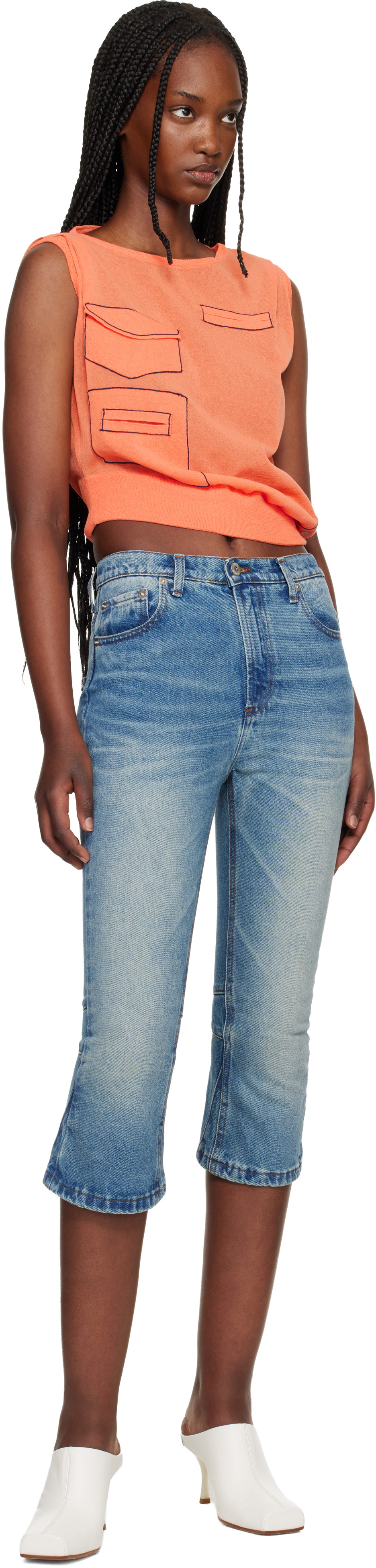 Edward Cuming Blue Knee Jerk Capri Denim Shorts