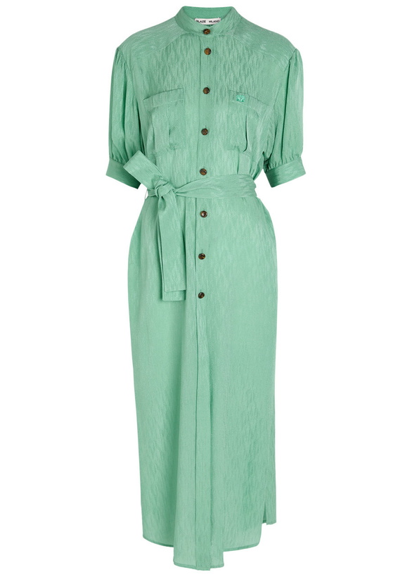 Photo: Blaze Milano Belted Silk Midi Dress Teal