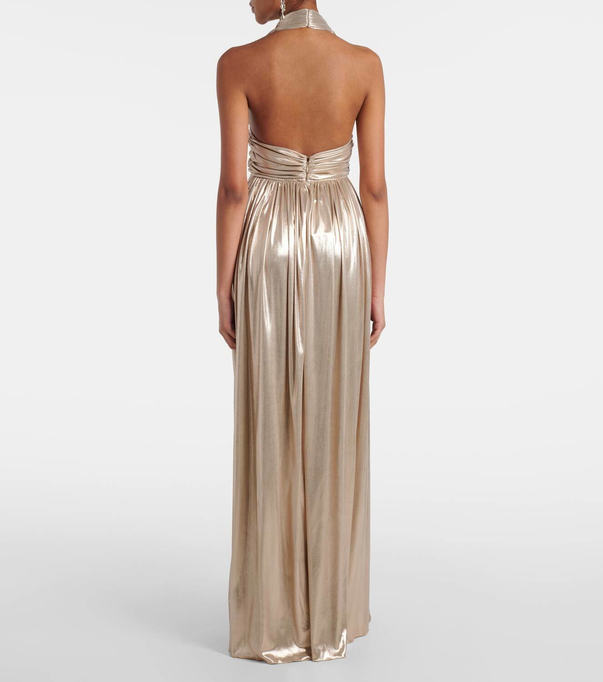 Giambattista Valli Halterneck open-back lamé jersey gown