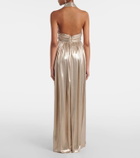 Giambattista Valli Halterneck open-back lamé jersey gown