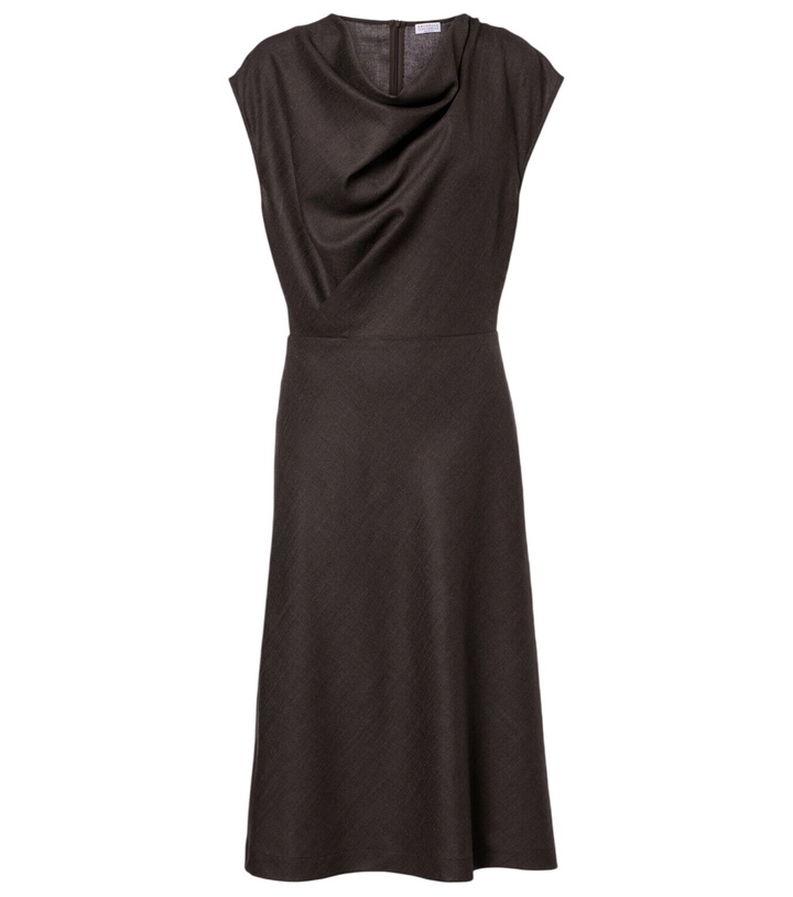 Photo: Brunello Cucinelli Draped wool-blend midi dress