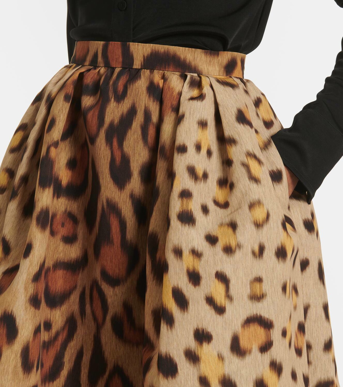 Oscar de la Renta Leopard-print faille midi skirt