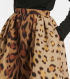 Oscar de la Renta Leopard-print faille midi skirt