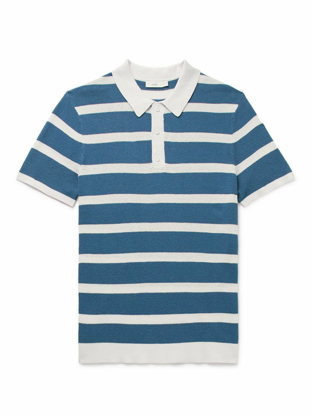 Photo: Onia - Striped Cotton Polo Shirt - Blue