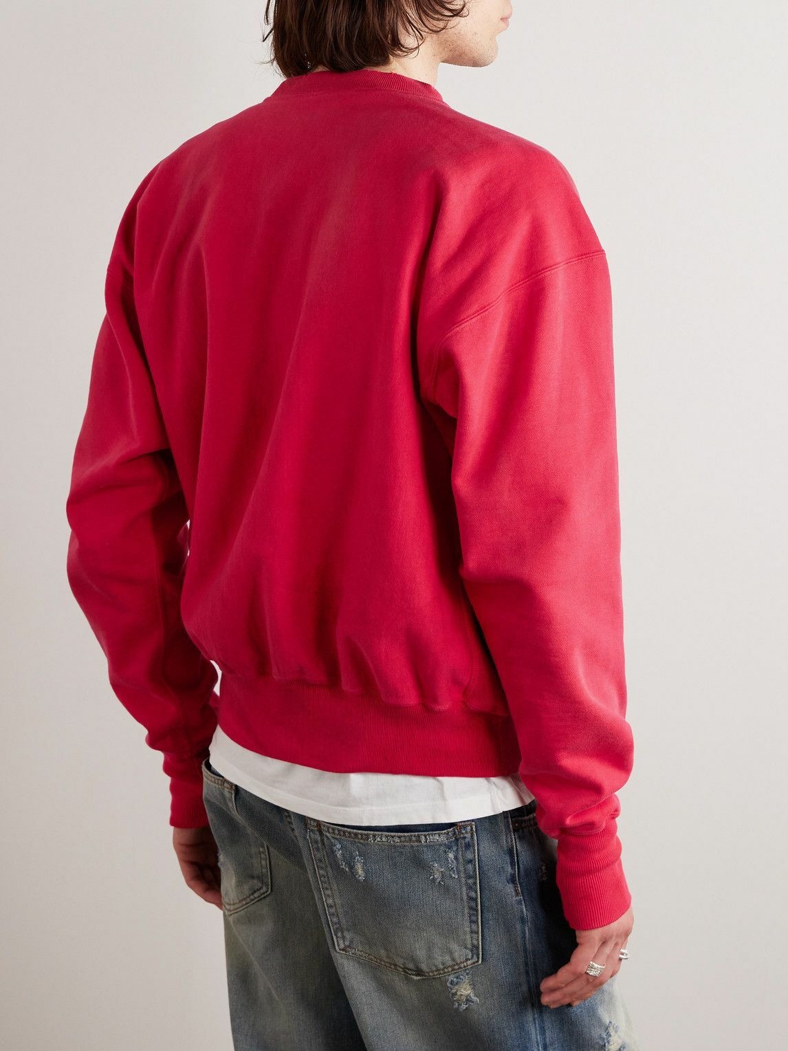 SAINT Mxxxxxx - Logo-Print Cotton-Blend Jersey Sweatshirt - Red