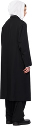 Y's For Men Black Lapel Buckle Tab Coat