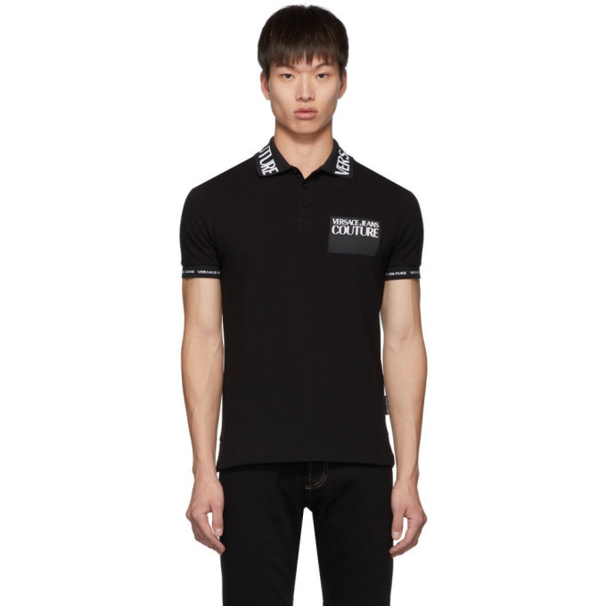 Photo: Versace Jeans Couture Black Logo Patch Polo