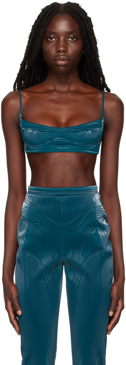 Mugler Eco Lycra Sports Bra in Blue