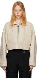 Wooyoungmi Beige Spread Collar Leather Jacket