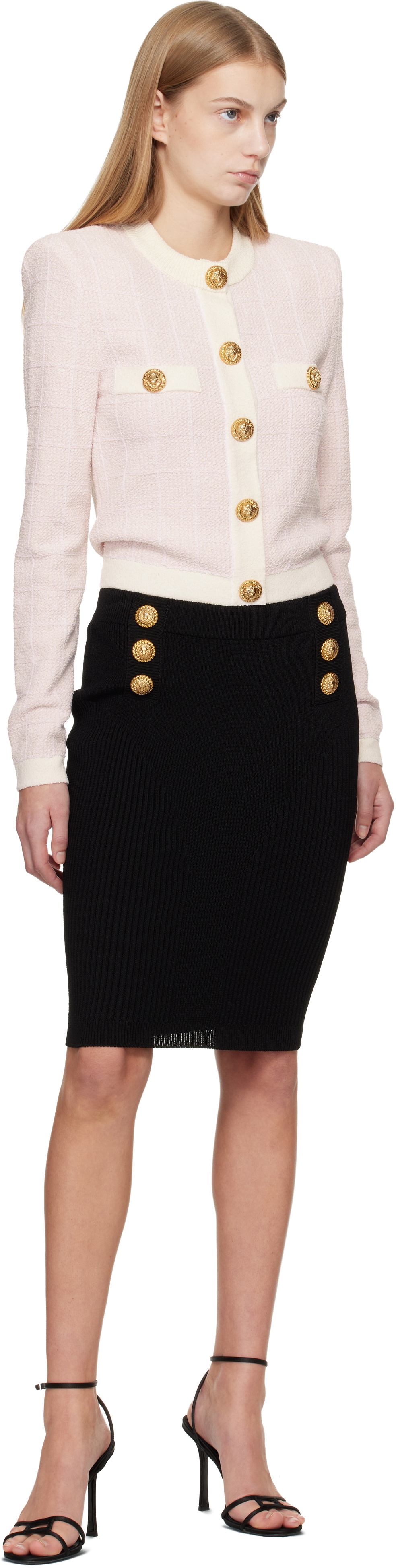 Balmain Pink Light Tweed Cardigan
