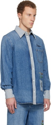 Marni Blue Embroidered Denim Shirt