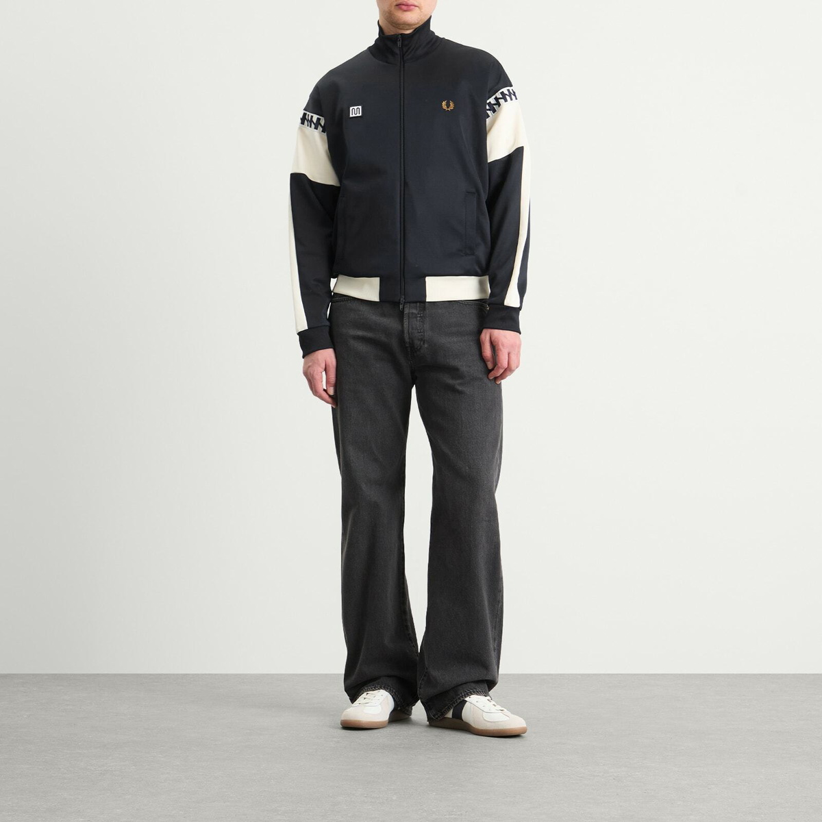 Fred Perry Men's Meyba Cut And Sew Track Jacket in Navy