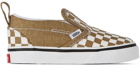 Vans Baby Bronze & White Checkerboard Slip-On V Sneakers