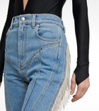 Mugler - Spiral tassel-trimmed skinny jeans