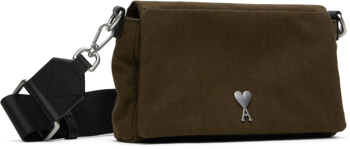 AMI Paris Khaki Canvas Ami de Coeur Lunch Box Bag