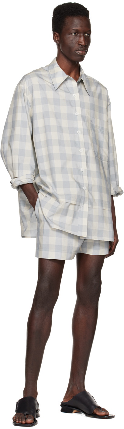 LOW CLASSIC Blue & Off-White Check Shorts