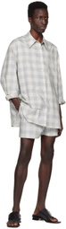 LOW CLASSIC Blue & Off-White Check Shorts