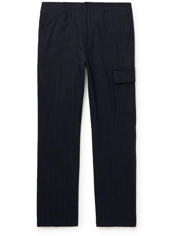 Photo: PAUL SMITH - Slim-Fit Pinstriped Cotton-Blend Trousers - Blue