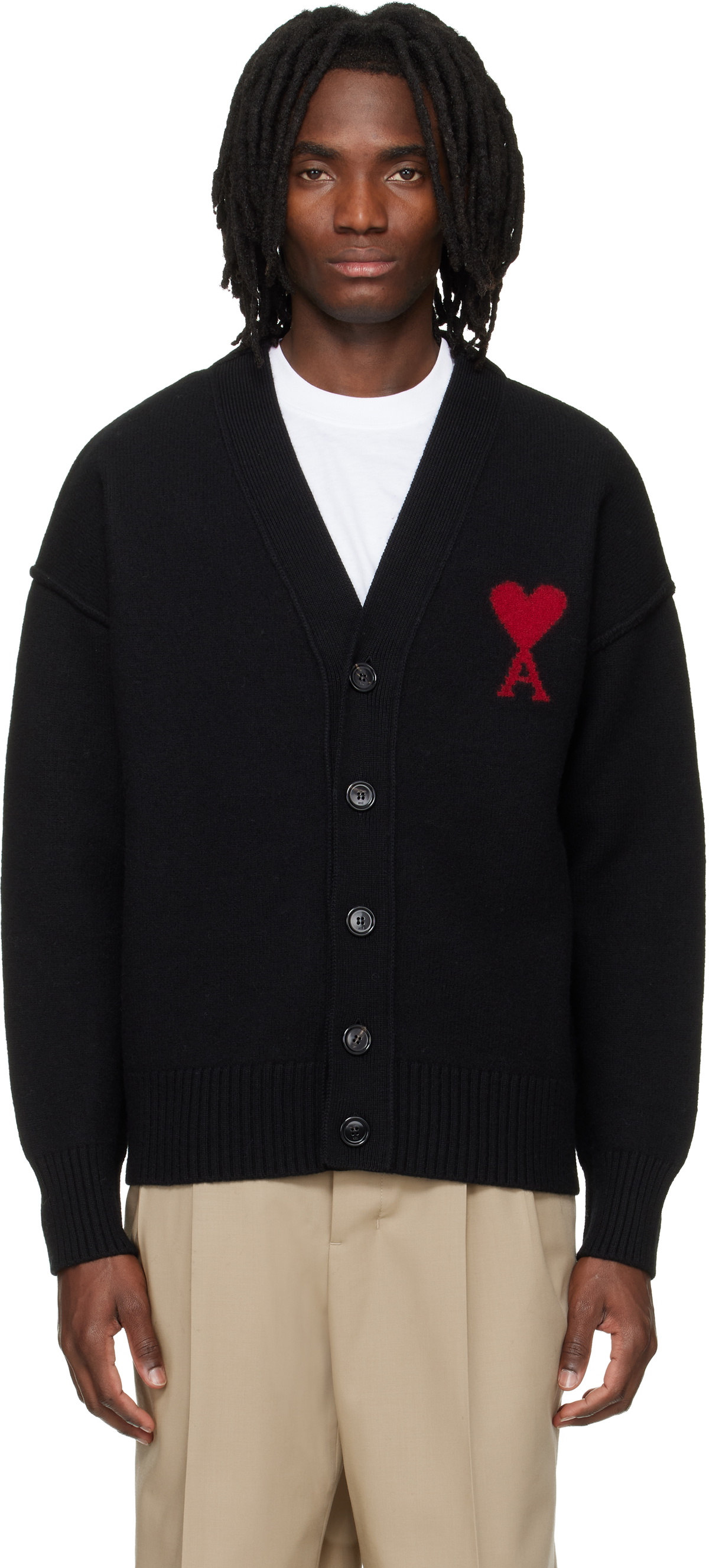 AMI Paris Red Ami de Cœur Cardigan AMI