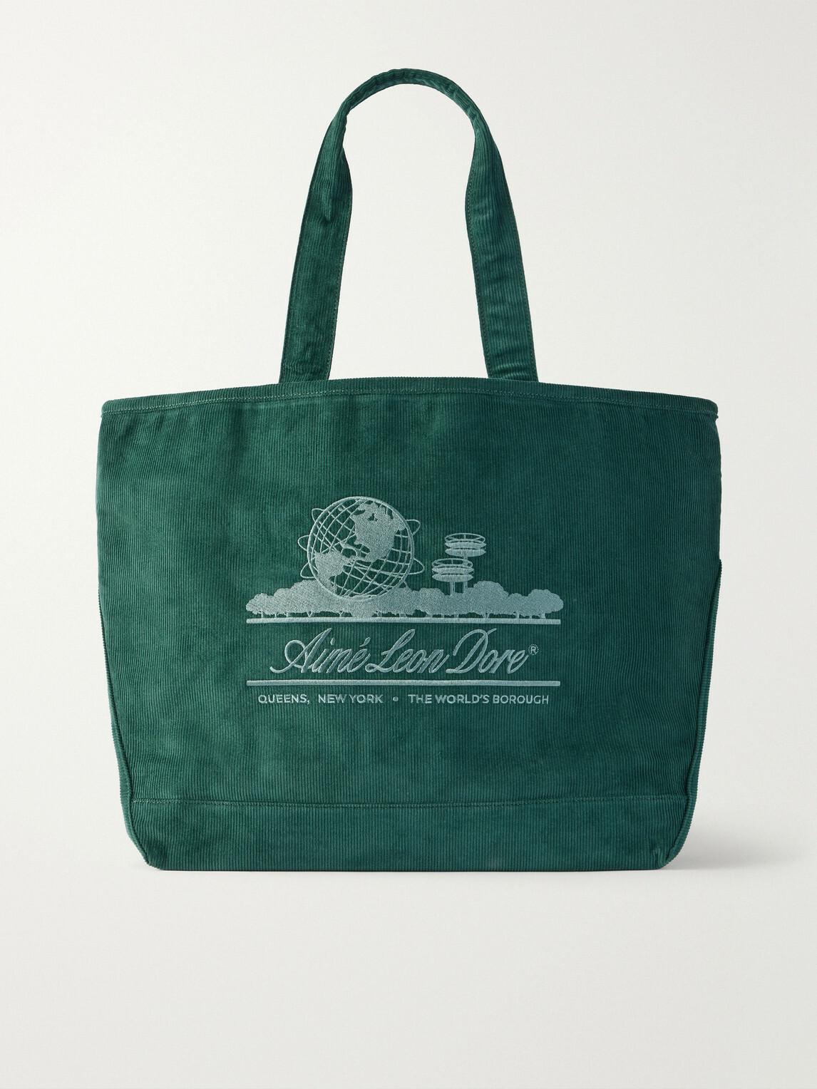 Aimé Leon Dore - Logo-Embroidered Cotton-Corduroy Tote - Green