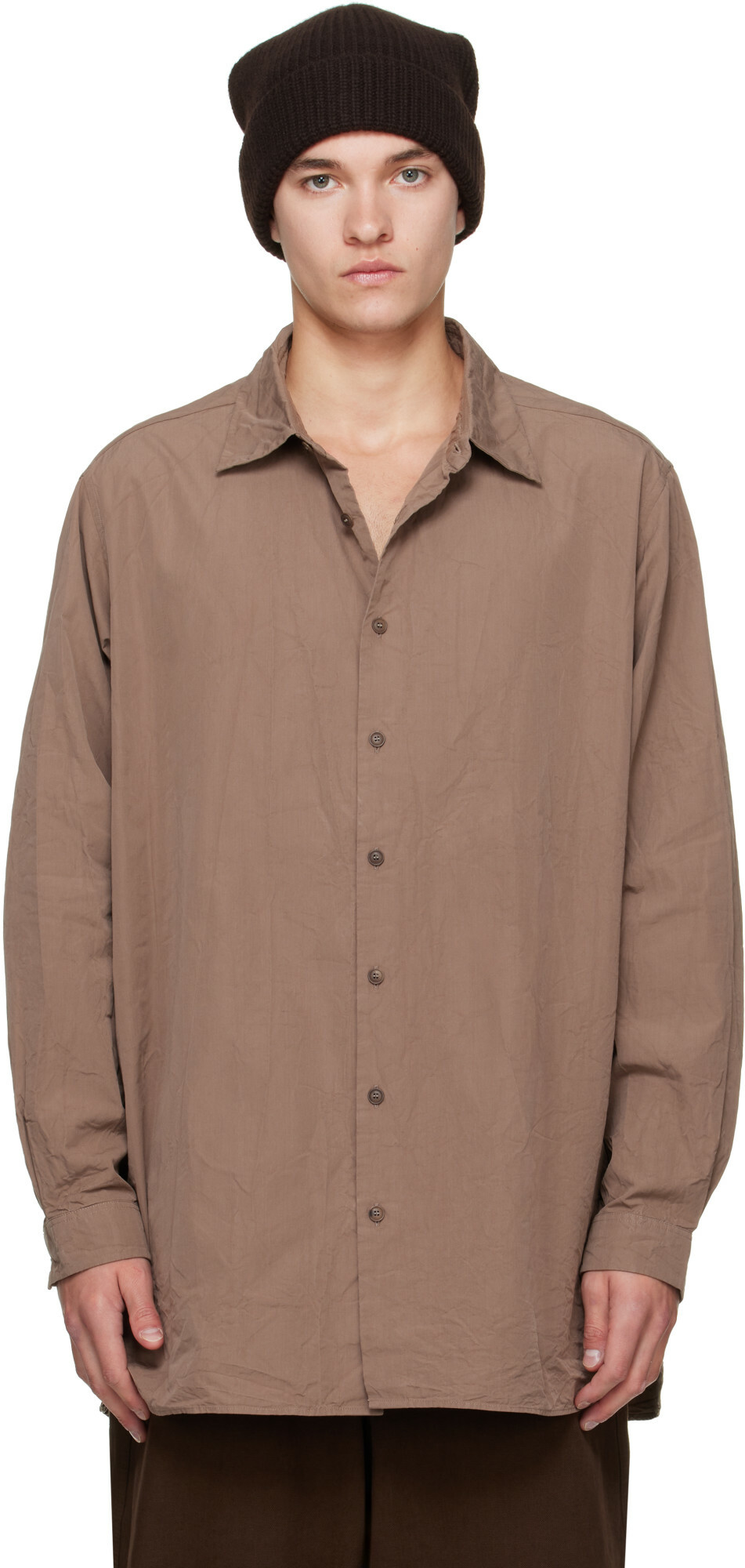 CASEY CASEY Brown Paper Cot Ikla Shirt